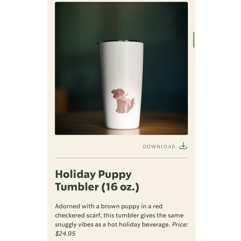 Starbucks x MiiR 2025 Holiday Puppy Tumbler 16oz Limited Edition Stainless Steel - Picture 2 of 10